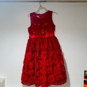 American Princess Rosette Red Dress 10 Girls